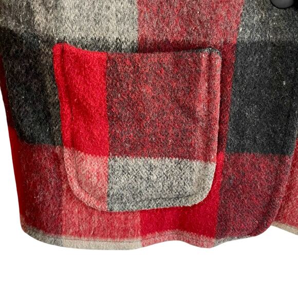Vintage French Country Express Plaid Wool Pea Coat Womens MED Chores Barn Coat - Picture 5 of 10